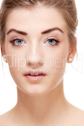 natural beautiful woman face closeup portrait