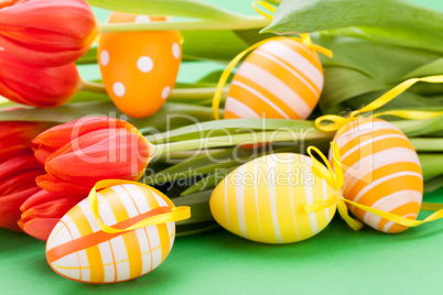 Colourful red Easter still life