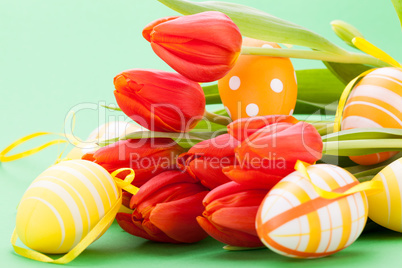 Colourful red Easter still life