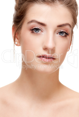 natural beautiful woman face closeup portrait