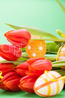 Colourful red Easter still life