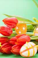 Colourful red Easter still life
