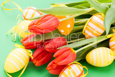 Colourful red Easter still life