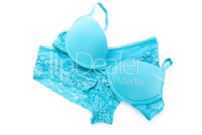 Set of sexy turquoise blue lingerie