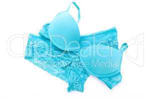 Set of sexy turquoise blue lingerie