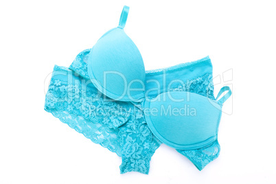 Set of sexy turquoise blue lingerie