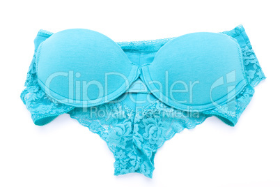 Set of sexy turquoise blue lingerie