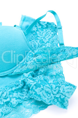 Set of sexy turquoise blue lingerie