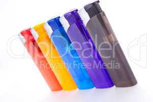 Vividly coloured plastic lighters