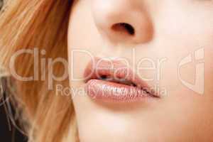 beautiful young woman portrait natural lips makeup macro
