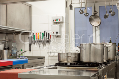 Neat interior of a commercial kitchen