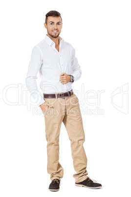 Confident young man with his hand in his pocket