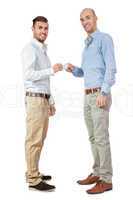 two business man and business card  isolated