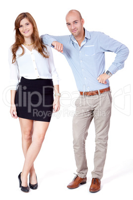 young successful business team smiling portrait isolated