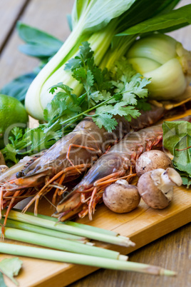 Ingredients for Thai tom yam soup