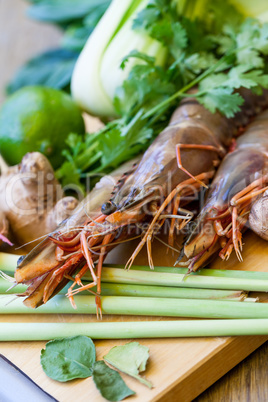 Ingredients for Thai tom yam soup