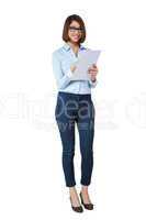 smiling young business woman with folder portrait