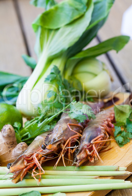 Ingredients for Thai tom yam soup