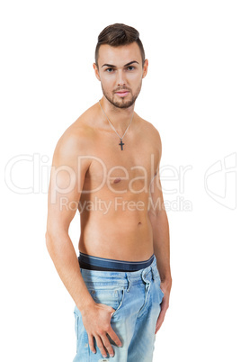 young attractive adult man shirtless portrait