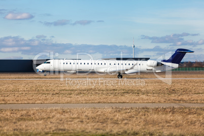 Passenger airliner taking off at an airport