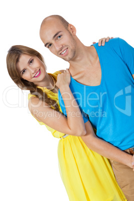 young smiling couple in love portrait isolated