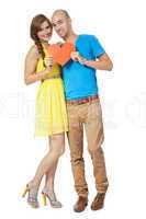 young smiling couple in love portrait isolated