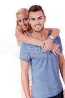 young attractive couple in love embracing portrait