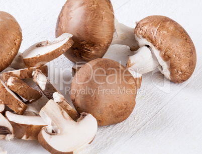 Diced and whole agaricus brown button mushrooms