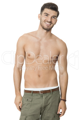 Handsome shirtless naked young man