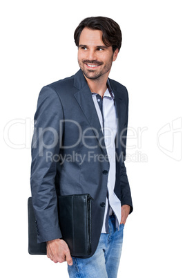 Handsome stylish man carrying a briefcase