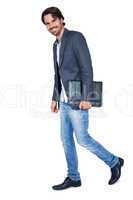 Handsome stylish man carrying a briefcase