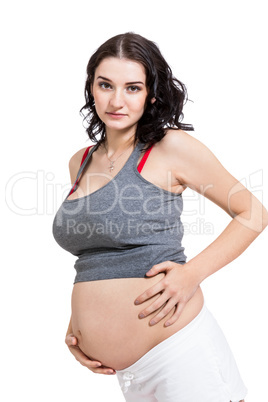 Happy beautiful young pregnant woman