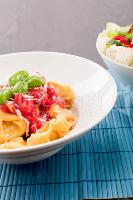 tasty fresh homemade ravioli and tomato sauce