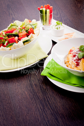 collection of different plates with healthy food