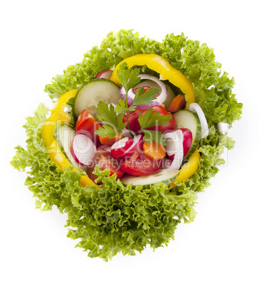 fresh tasty mixed salad with different vegetables isolated