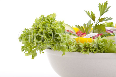 fresh tasty mixed salad with different vegetables isolated