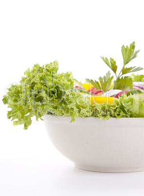 fresh tasty mixed salad with different vegetables isolated