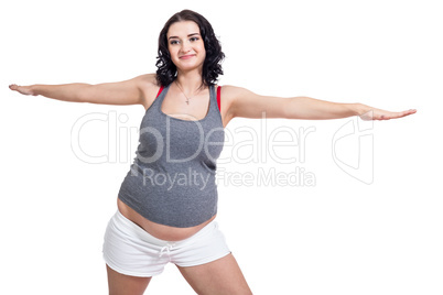 Pregnant woman doing aerobics exercises