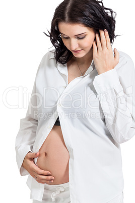 Expectant mother bonding with her unborn child