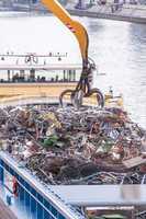 Barge being loaded or offloaded