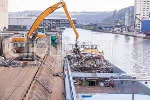 Barge being loaded or offloaded