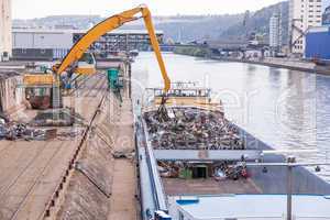 Barge being loaded or offloaded