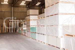 Cement building blocks stacked on pallets