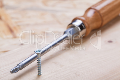 Phillips head screwdriver and wood screws