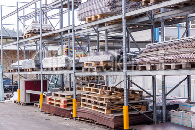 Building and construction materials in a warehouse