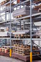 Building and construction materials in a warehouse