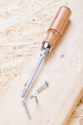 Phillips head screwdriver and wood screws