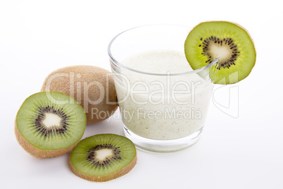 fresh delicious kiwi yoghurt shake cream isolated