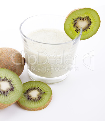 fresh delicious kiwi yoghurt shake cream isolated