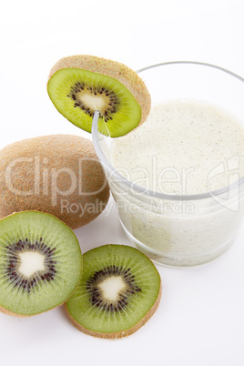 fresh delicious kiwi yoghurt shake cream isolated